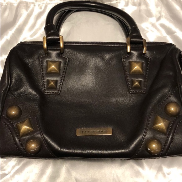 Brown Burberry cow leather satchel with hardware - Picture 2 of 8